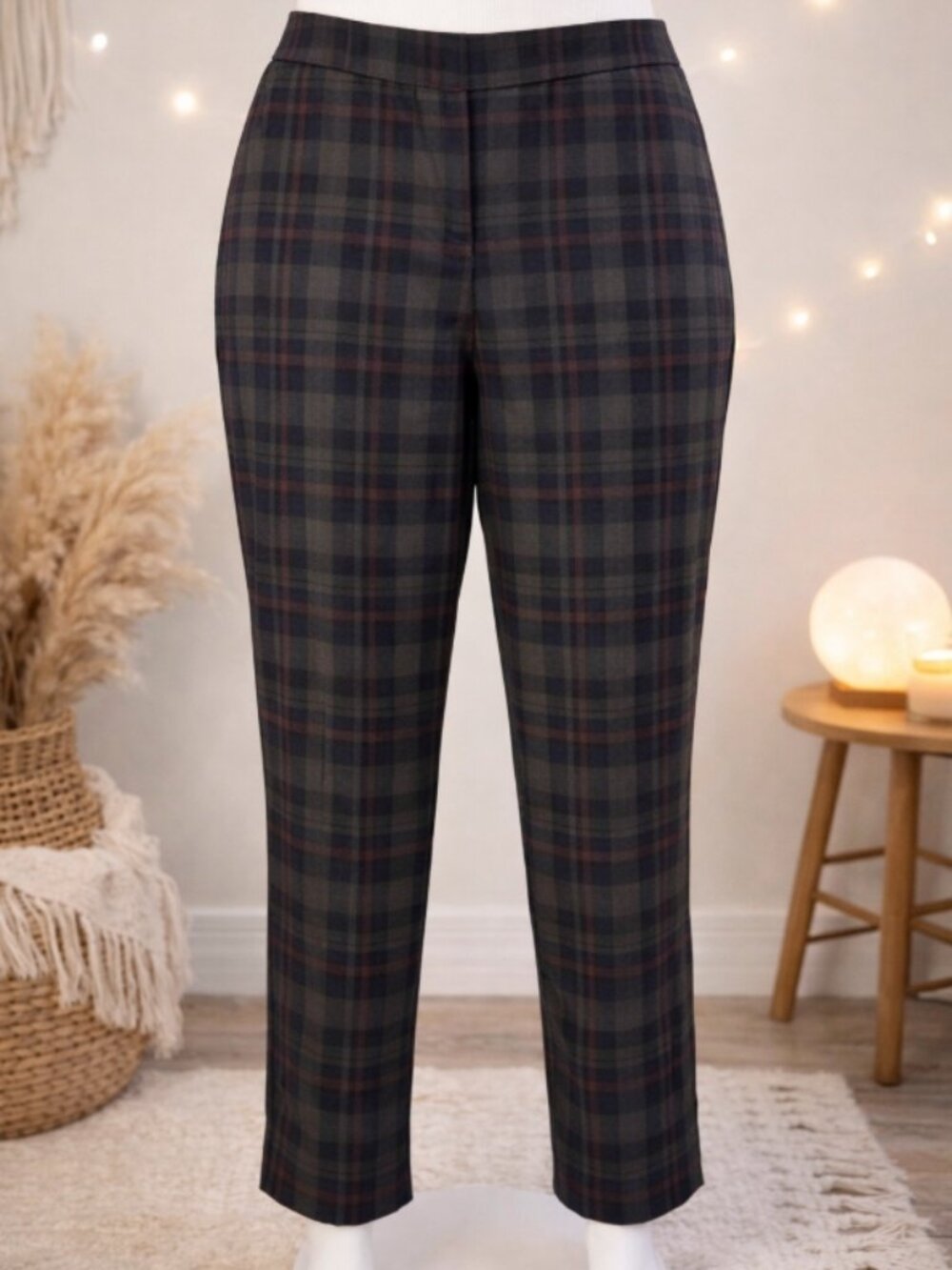 Amanda + Chelsea Plaid Stretch Dress Pants Plus 16 Office Preppy Academia Work